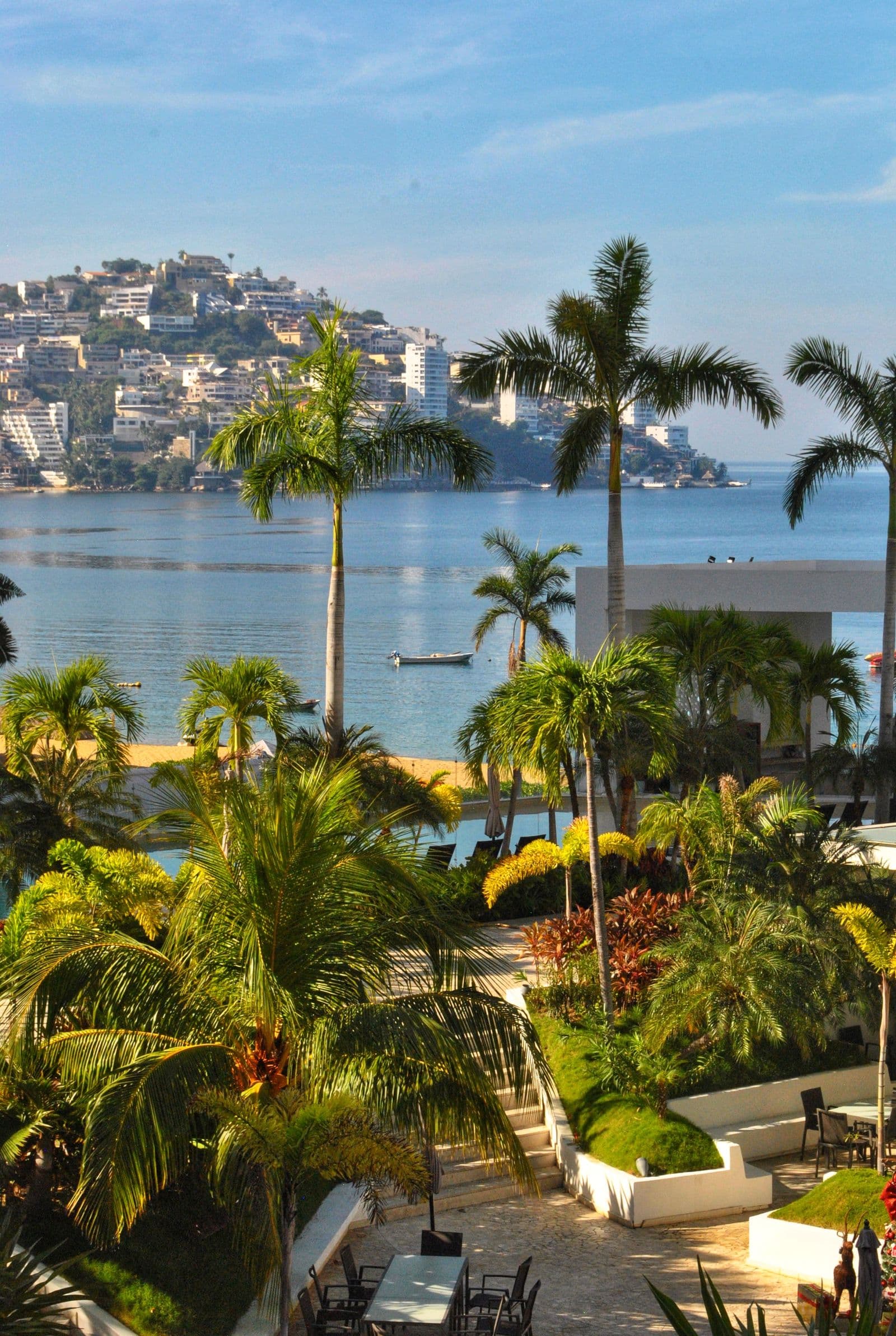 Bahía de Acapulco con palmeras
