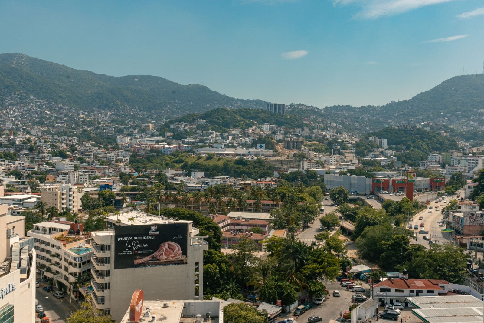 Vista aérea de las colinas de Acapulco